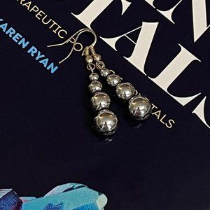Silver titanium covered  hematite dangle earrings  263